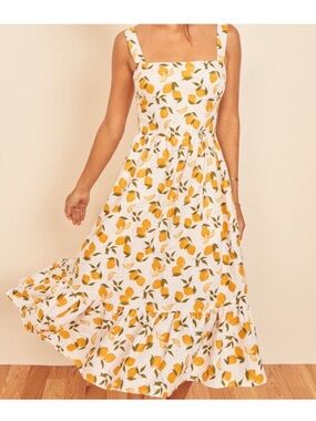 Reformation Manet Dress in Lemon Print size 4